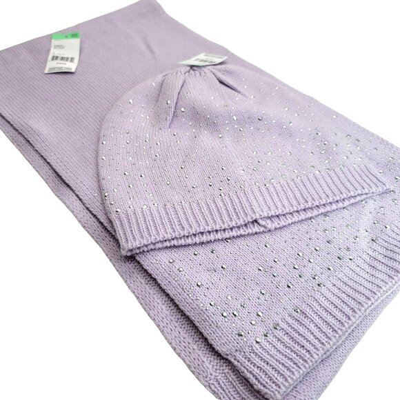 Purple Scarf and Hat Set with Silver Metallic Embellishments Fashion Fun DH835 - Picture 1 of 9